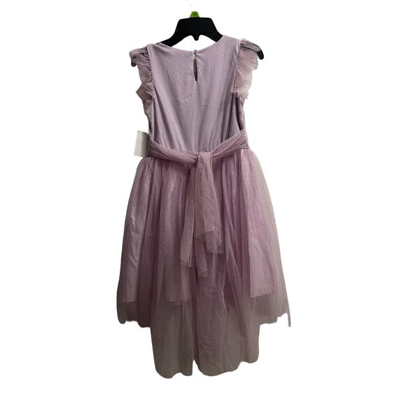 Lilt Girls Lilac Floral Sequence Twill Sleeves High Low Dress Size M (10/12) - Picture 5 of 5